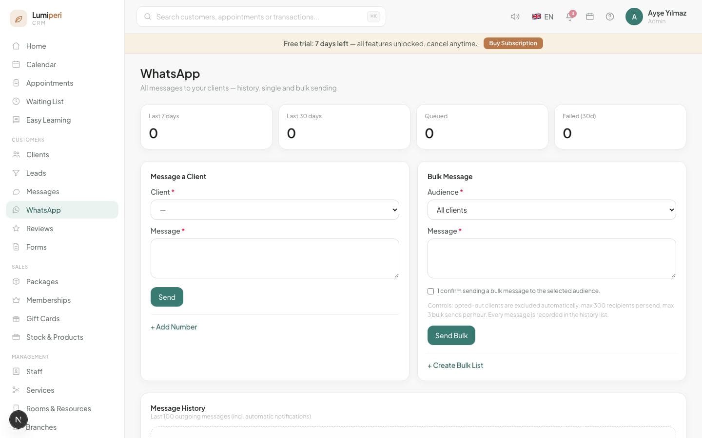 WhatsApp message flow