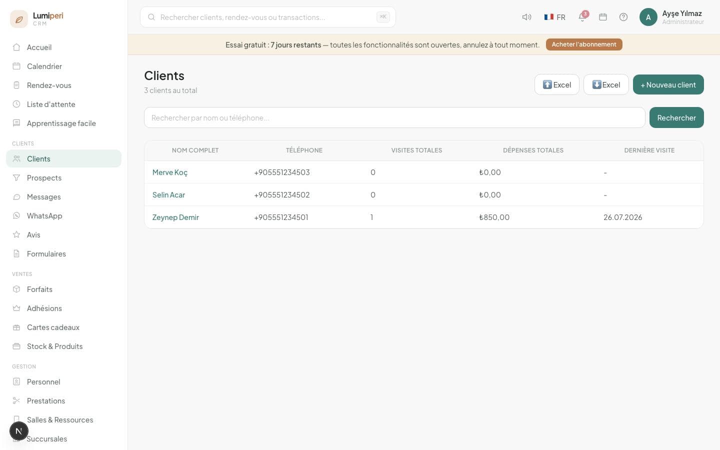 Fiche client et historique