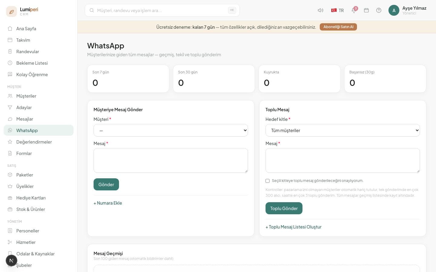 WhatsApp mesaj akışı